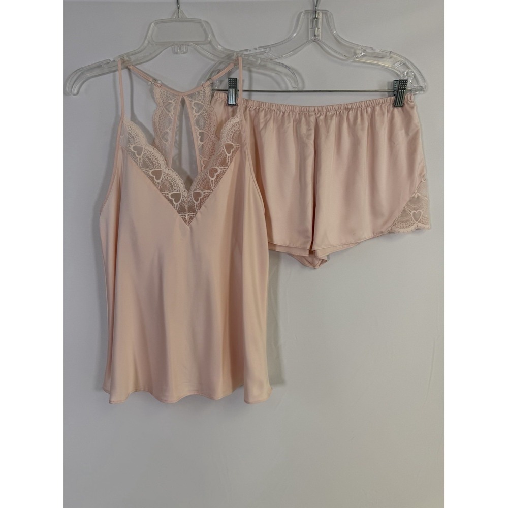 Flora Nikrooz Pale Pink Lace Trim Camisole & Shorts Pajama Set